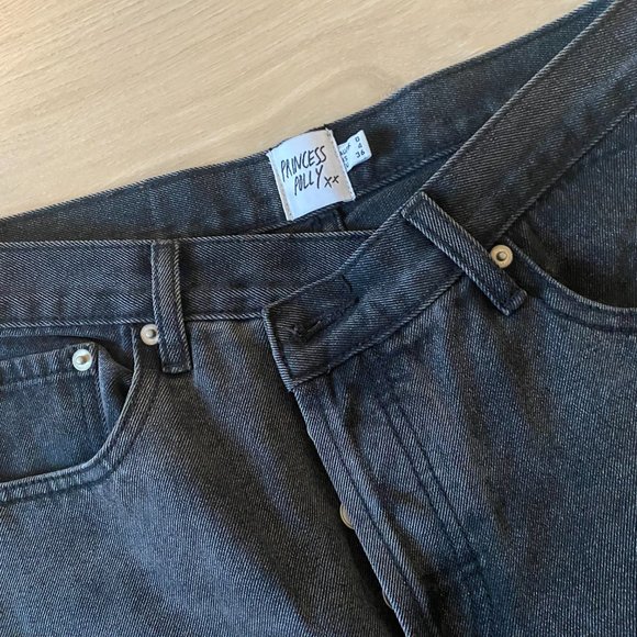 Princess Polly Holly Asymmetric Straight Leg Jean Black Denim - Picture 3 of 5